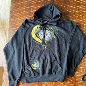 Pacific‎ & Co Pittsburgh Steelers Hoodie Women Medium Black Good Heart Graphic